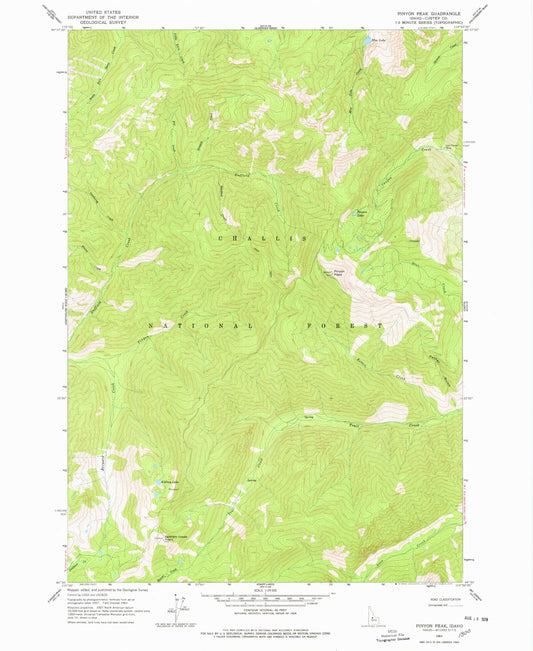 Classic USGS Pinyon Peak Idaho 7.5'x7.5' Topo Map Image