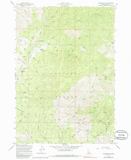 Classic USGS Pioneerville Idaho 7.5'x7.5' Topo Map Image