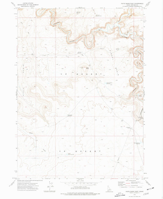 Classic USGS Piute Basin East Idaho 7.5'x7.5' Topo Map Image