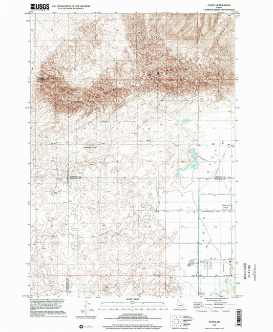 Classic USGS Plano Idaho 7.5'x7.5' Topo Map Image