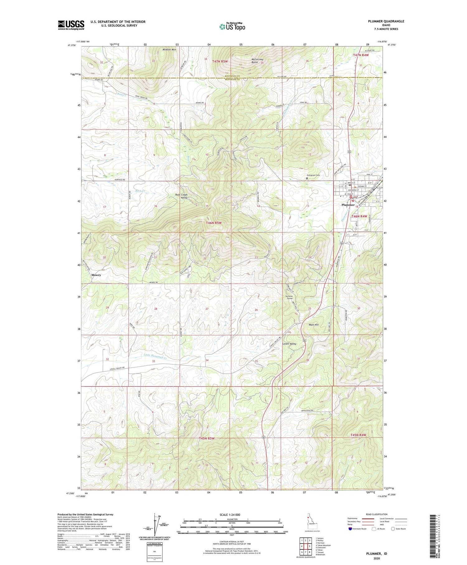 Plummer Idaho US Topo Map Image
