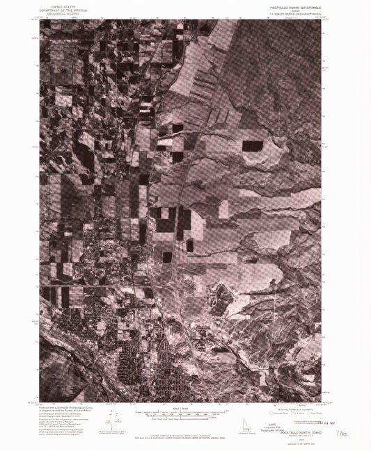 Classic USGS Pocatello North Idaho 7.5'x7.5' Topo Map Image