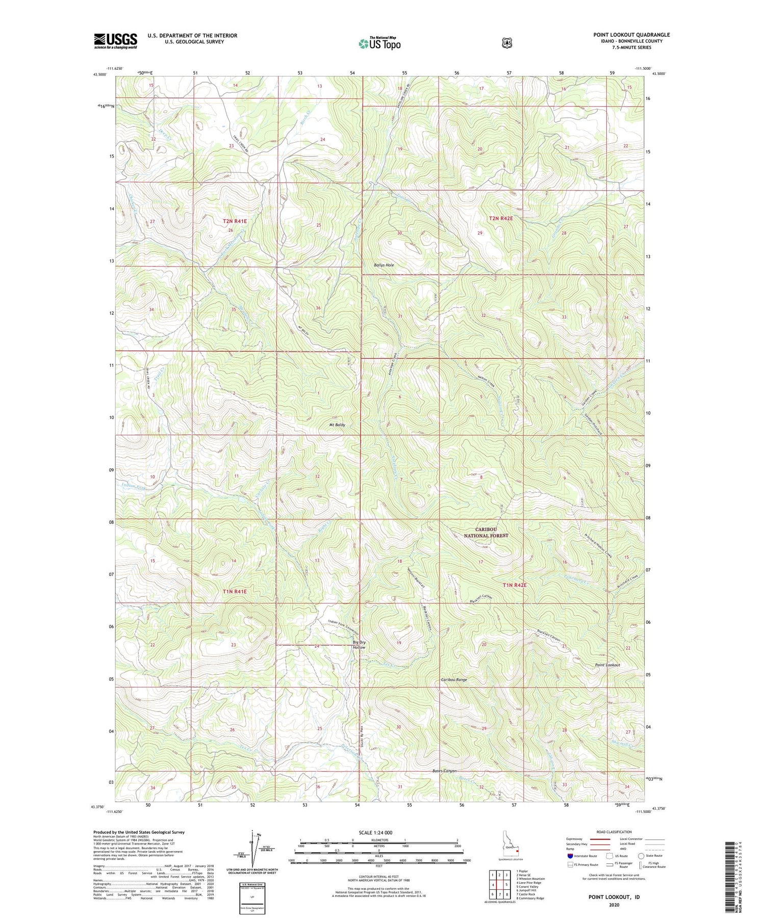 Point Lookout Idaho US Topo Map Image