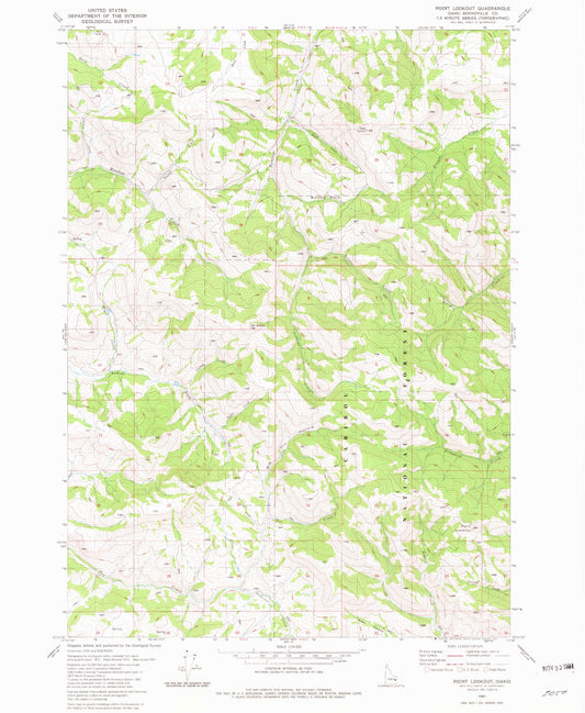 Classic USGS Point Lookout Idaho 7.5'x7.5' Topo Map Image