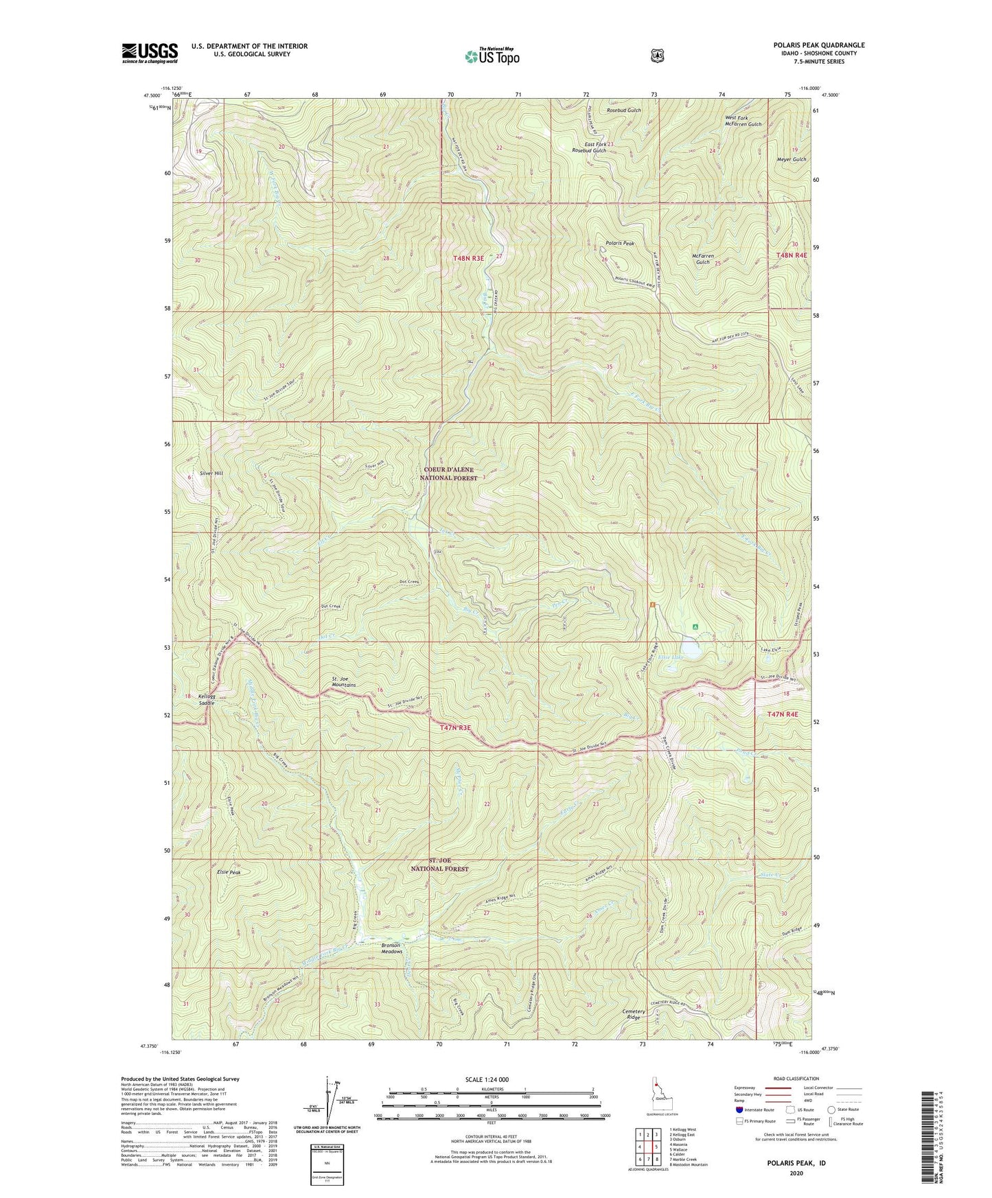 Polaris Peak Idaho US Topo Map Image