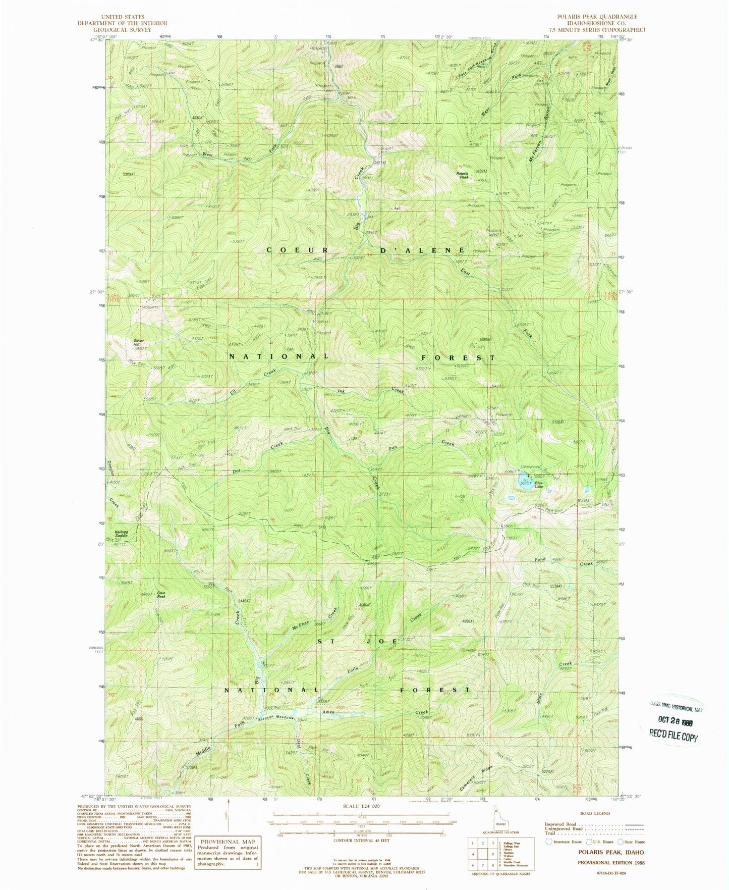 Classic USGS Polaris Peak Idaho 7.5'x7.5' Topo Map Image
