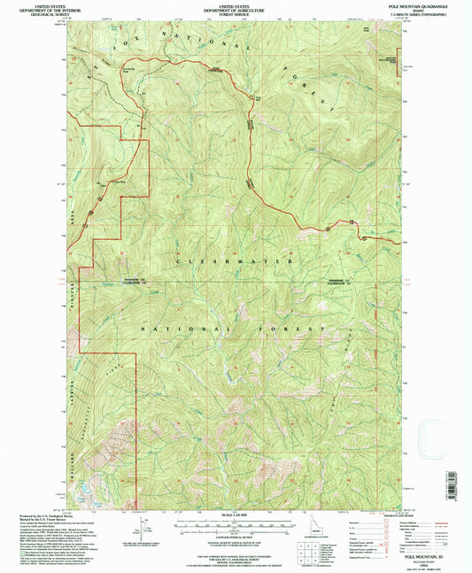 Classic USGS Pole Mountain Idaho 7.5'x7.5' Topo Map Image