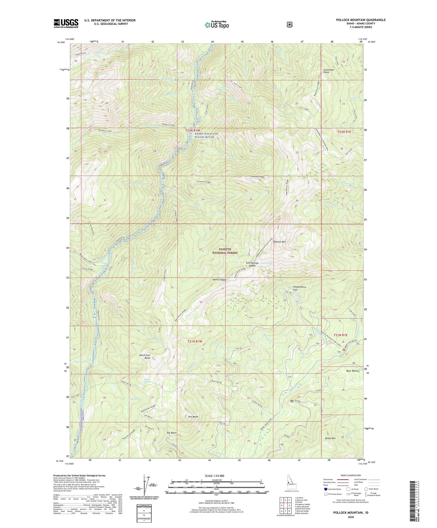 Pollock Mountain Idaho US Topo Map Image