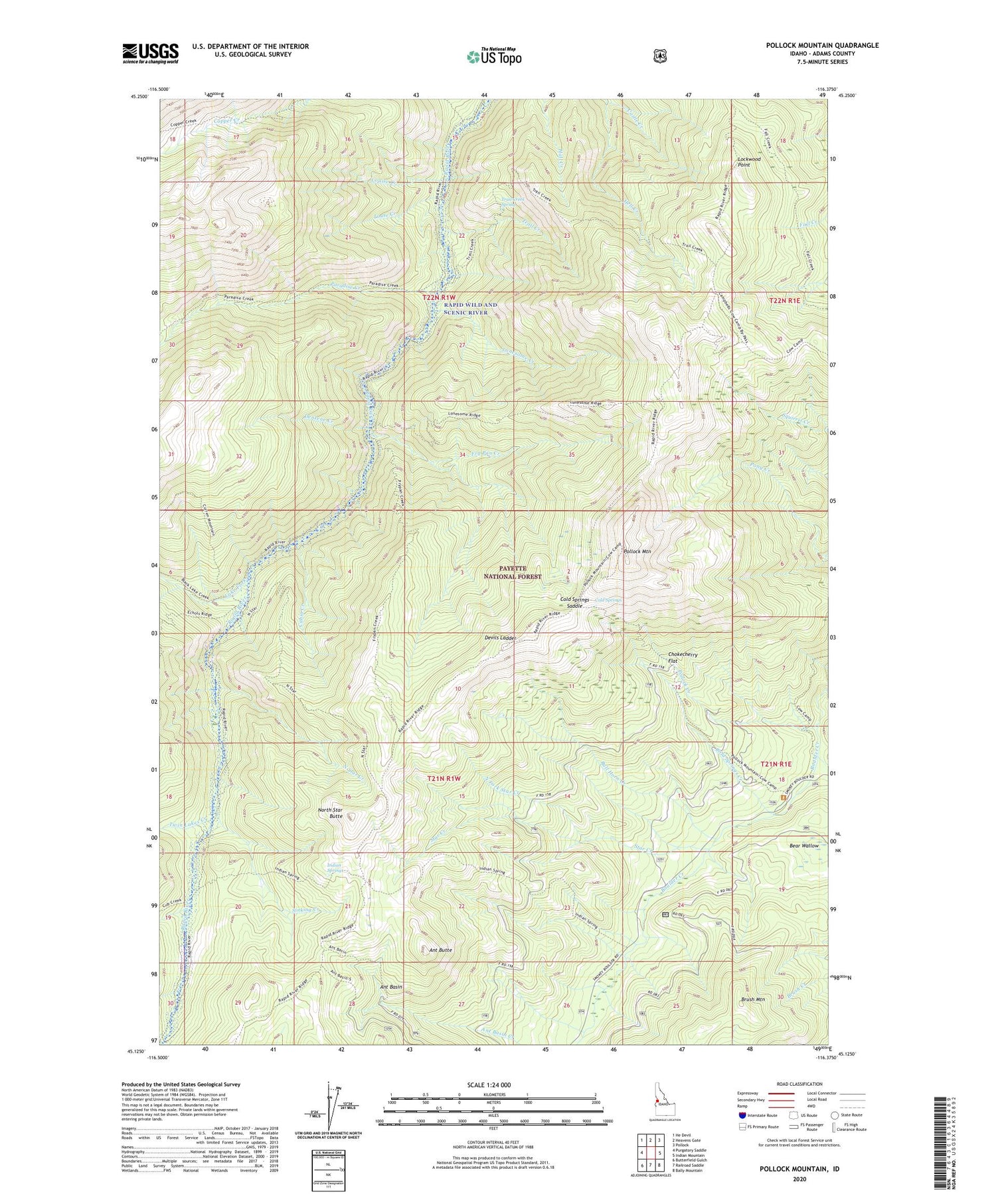 Pollock Mountain Idaho US Topo Map Image
