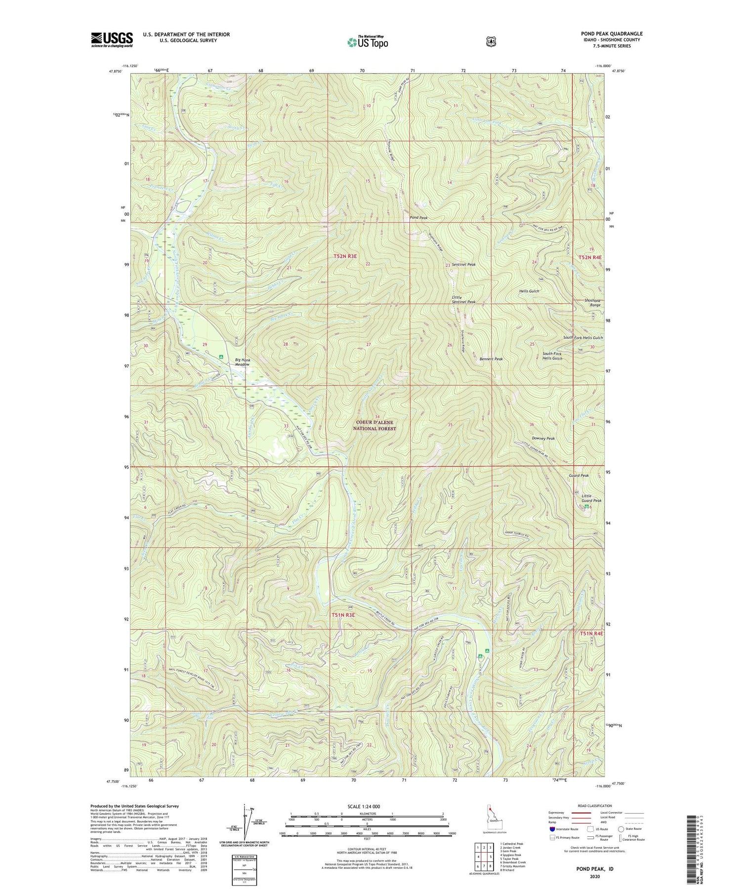 Pond Peak Idaho US Topo Map Image