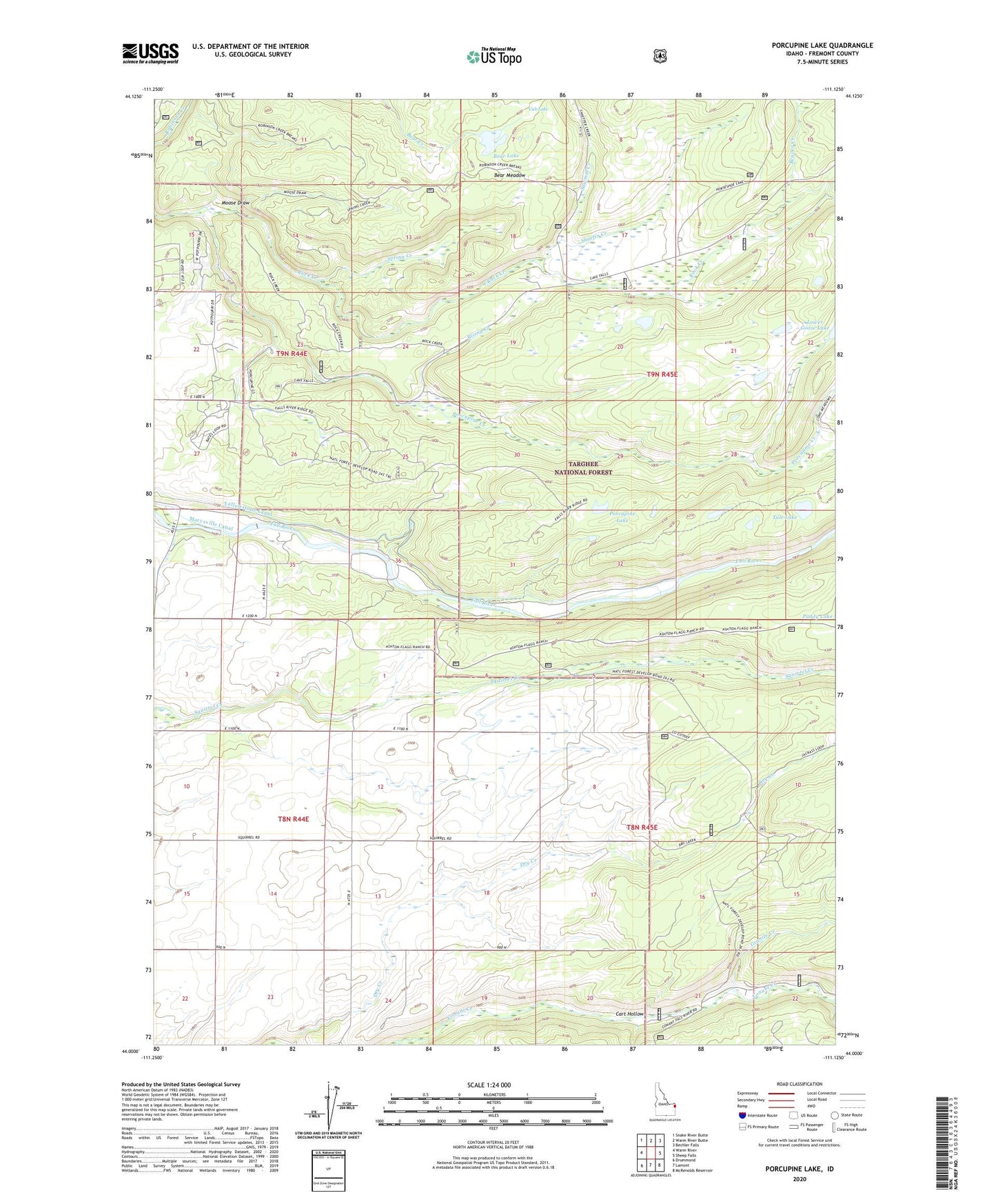 Porcupine Lake Idaho US Topo Map Image