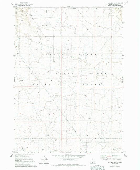 Classic USGS Pot Hole Butte Idaho 7.5'x7.5' Topo Map Image