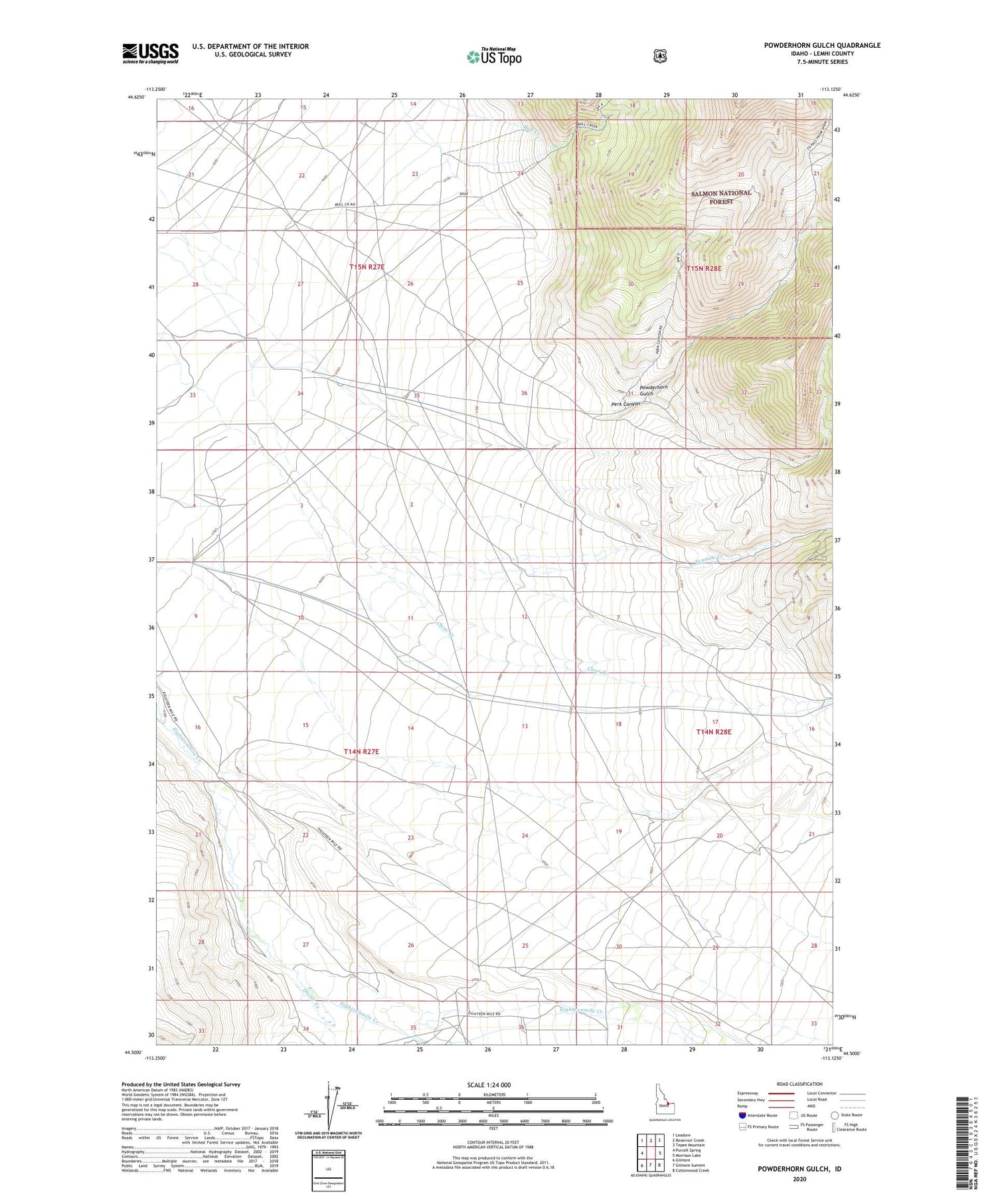 Powderhorn Gulch Idaho US Topo Map Image