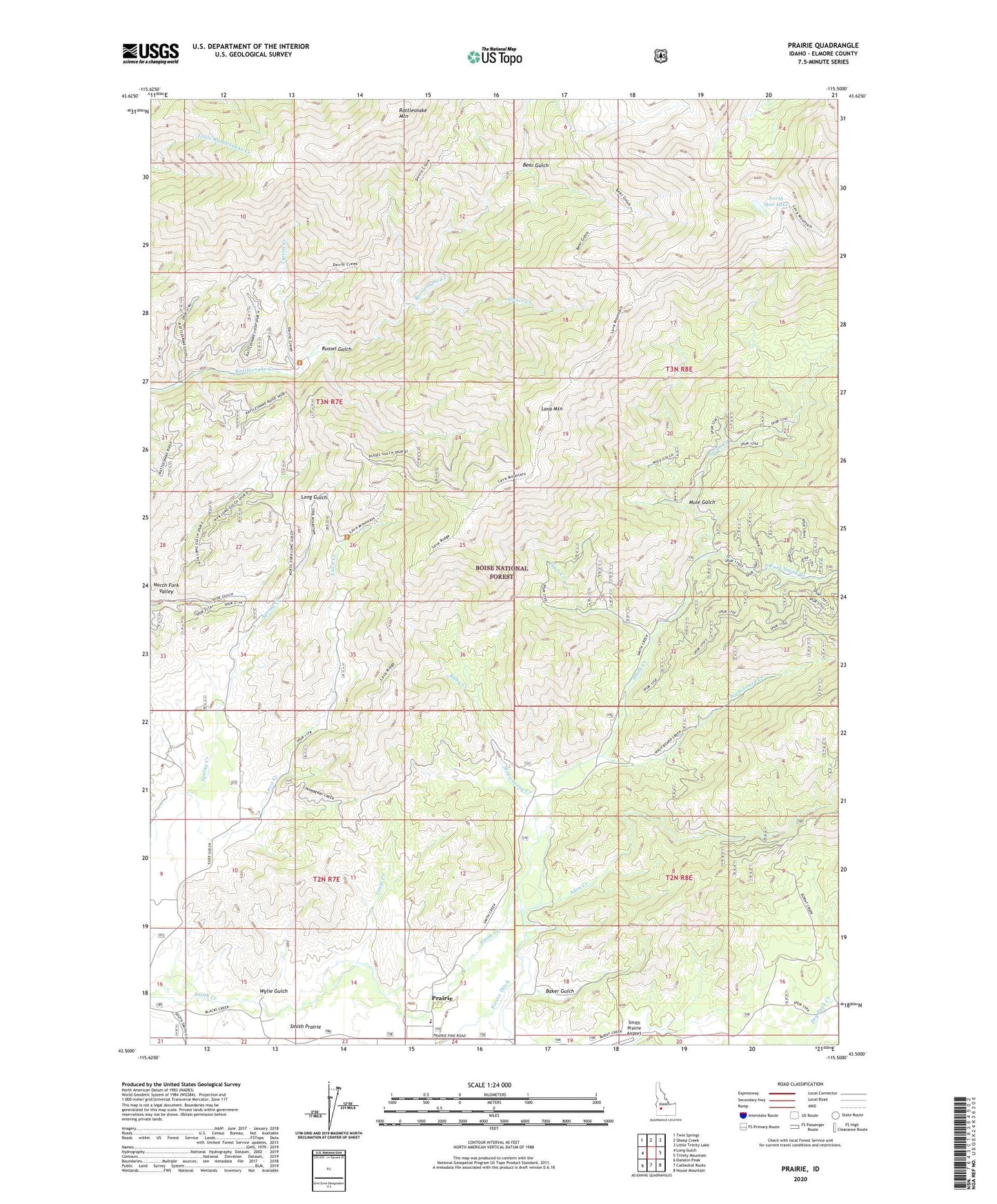 Prairie Idaho US Topo Map Image