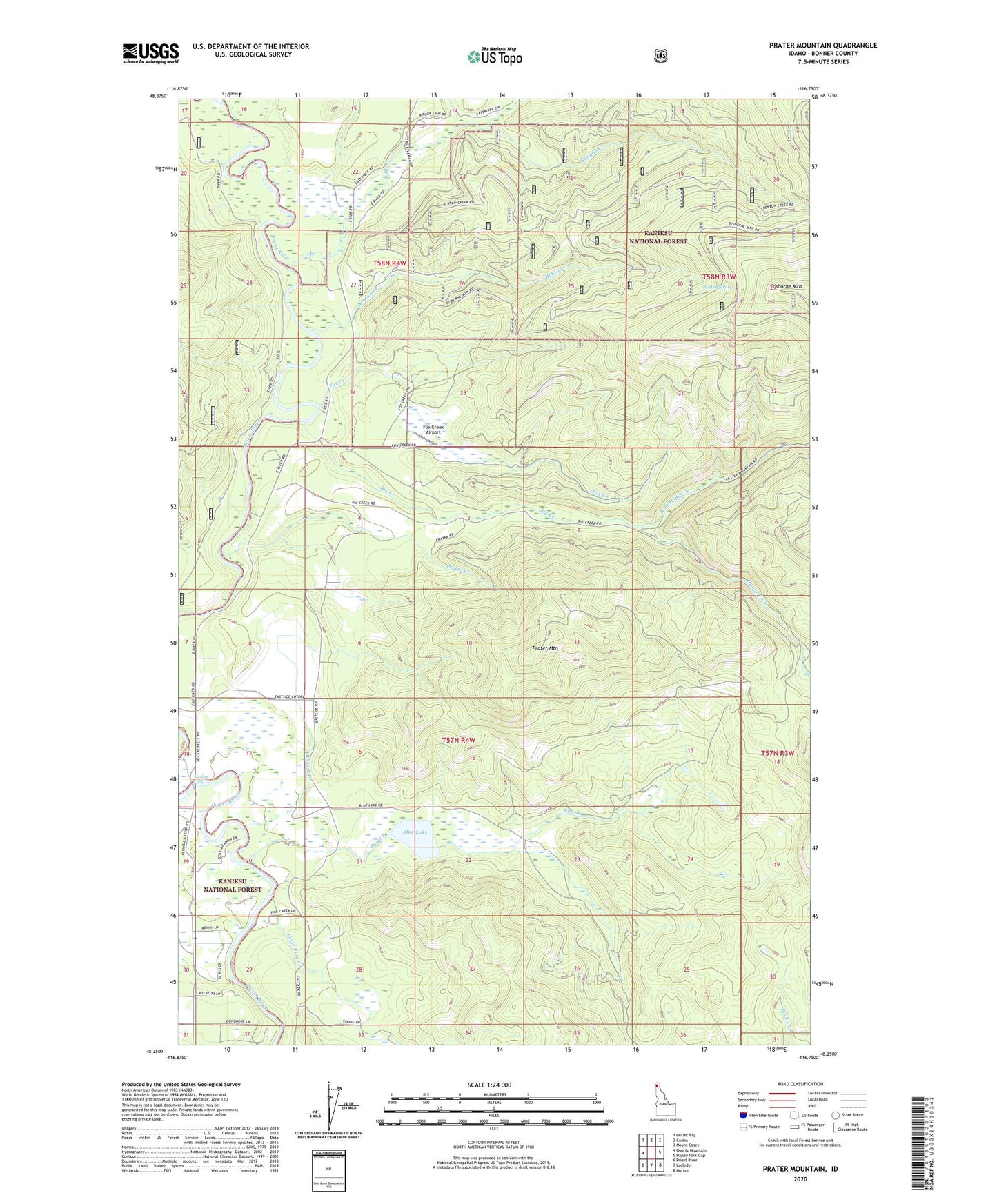 Prater Mountain Idaho US Topo Map Image