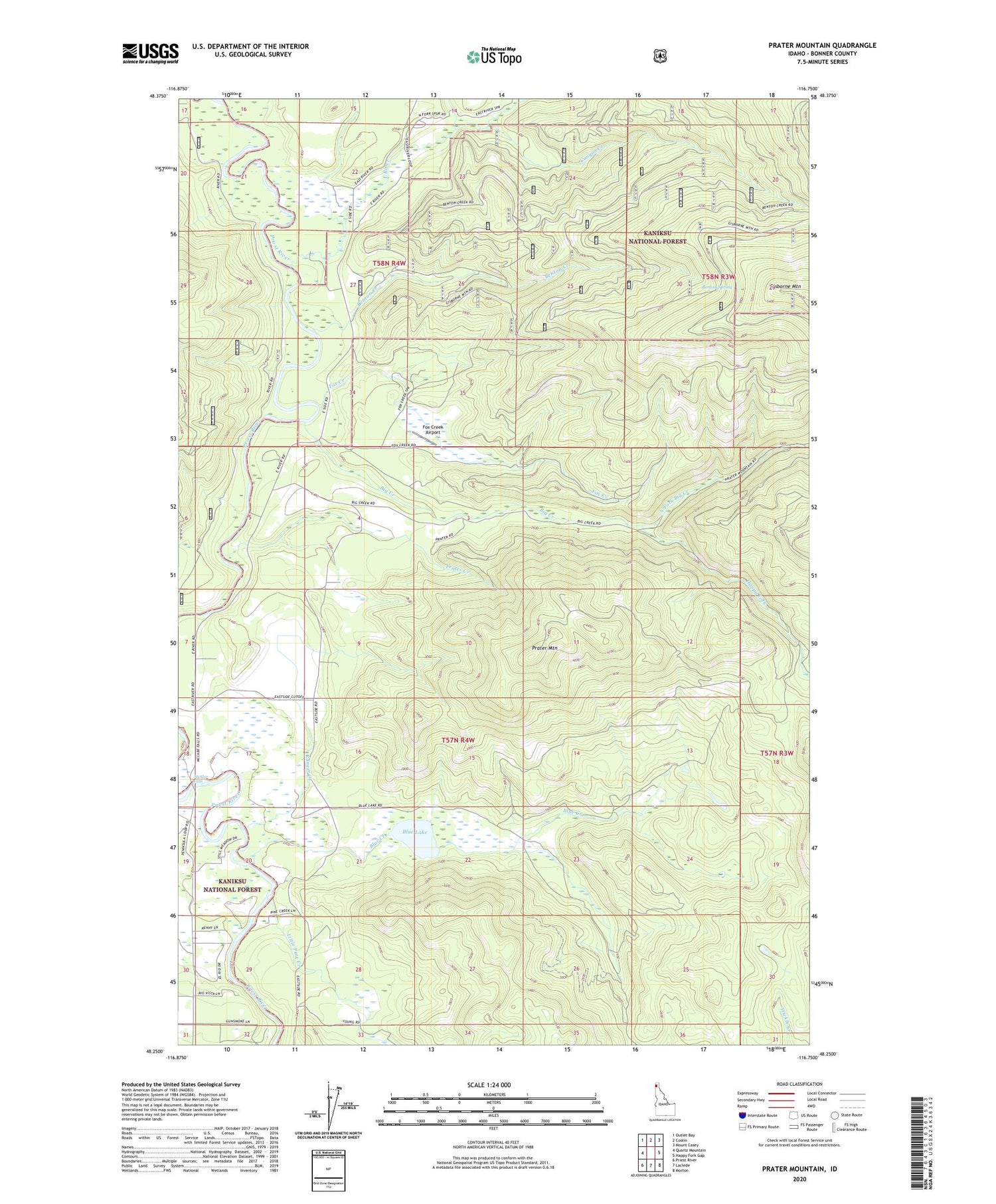 Prater Mountain Idaho US Topo Map Image