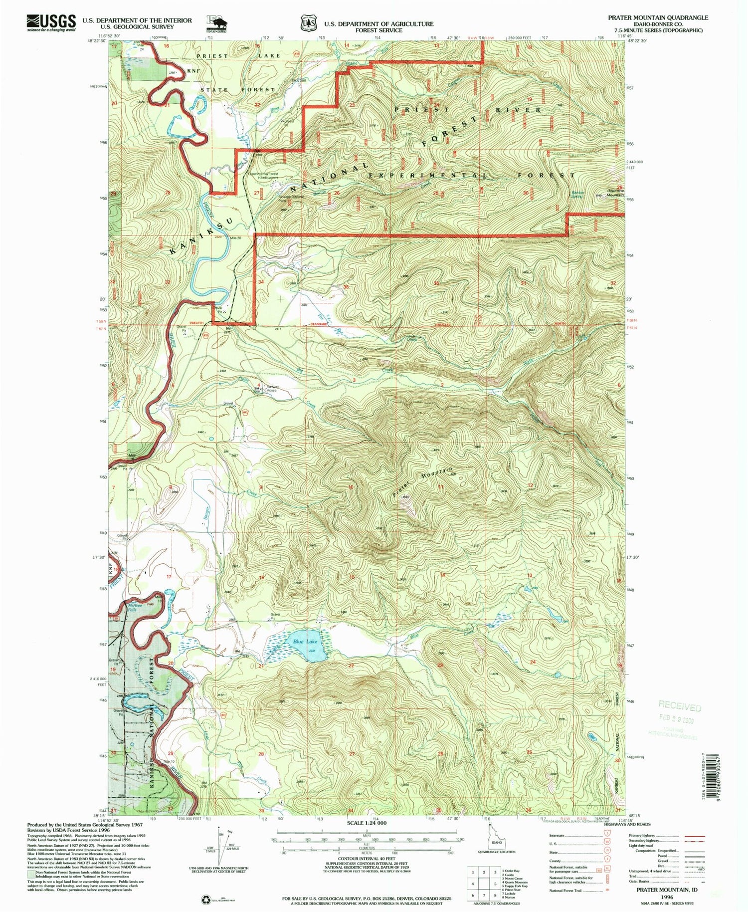 Classic USGS Prater Mountain Idaho 7.5'x7.5' Topo Map Image