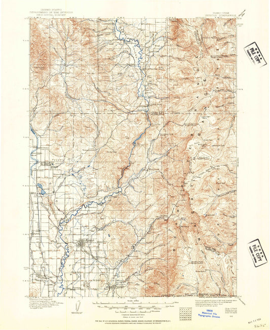 Historic 1915 Preston Idaho 30'x30' Topo Map Image