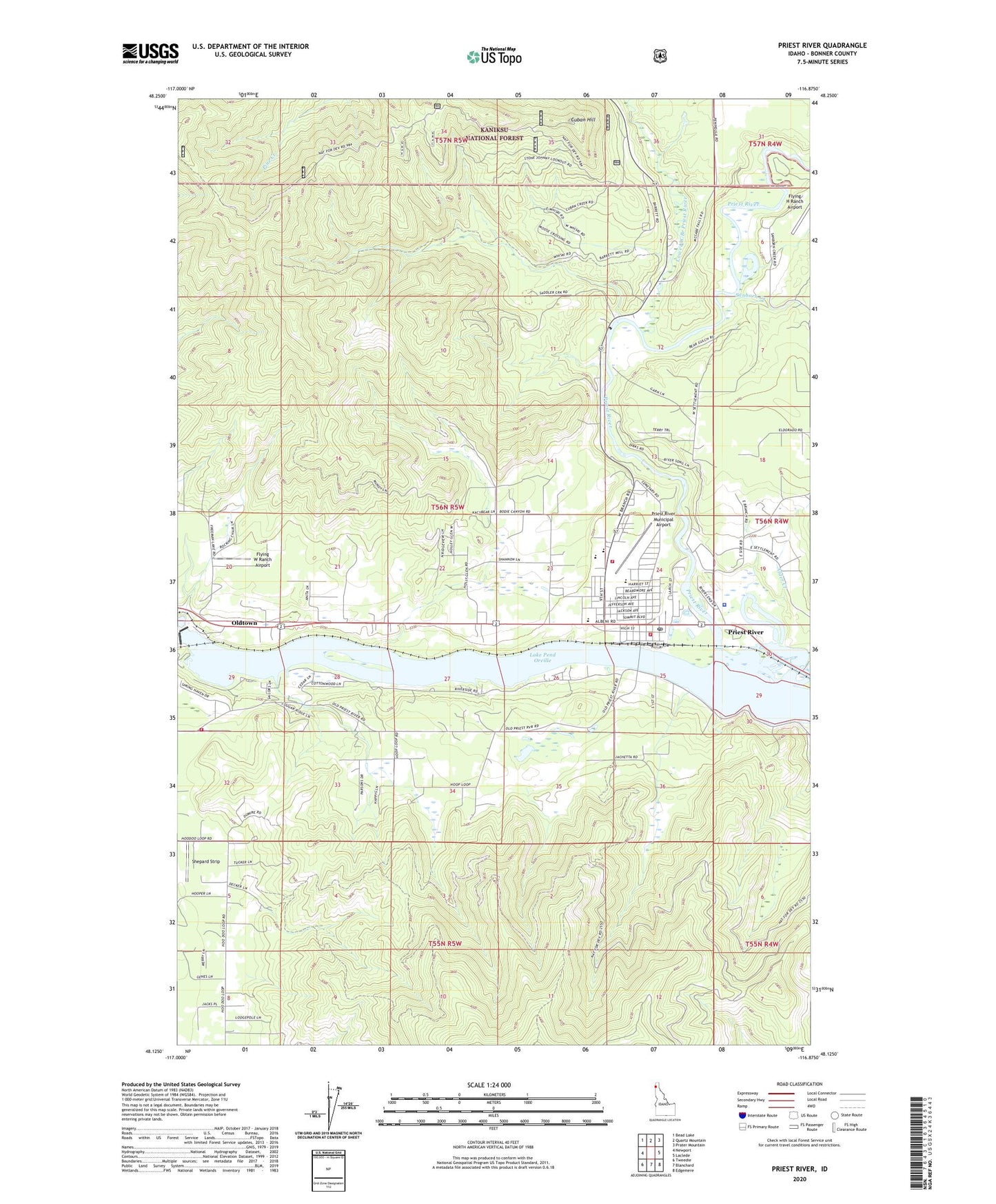 Priest River Idaho US Topo Map Image