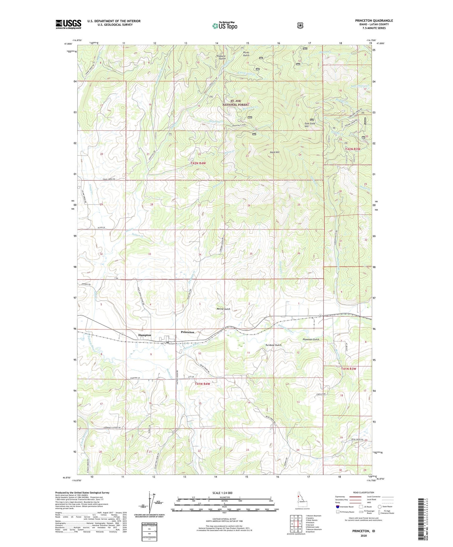 Princeton Idaho US Topo Map Image