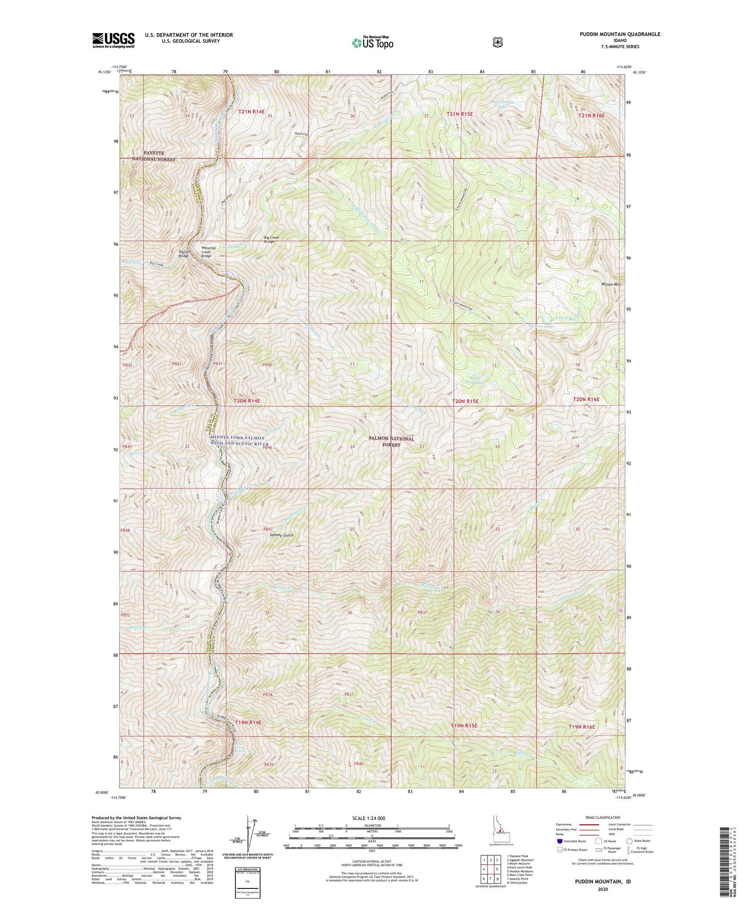 Puddin Mountain Idaho US Topo Map Image