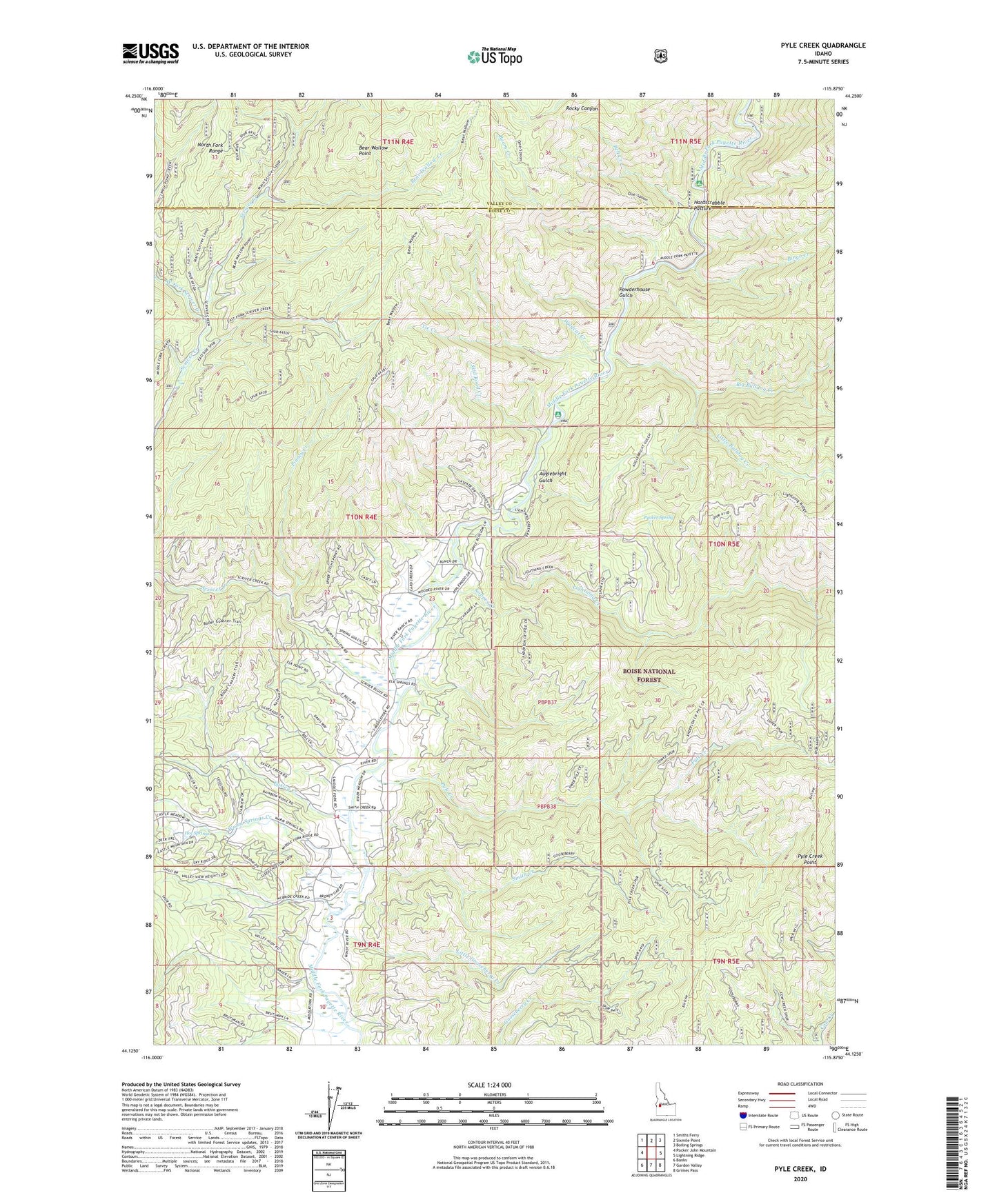 Pyle Creek Idaho US Topo Map Image