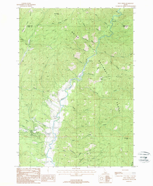 Classic USGS Pyle Creek Idaho 7.5'x7.5' Topo Map Image