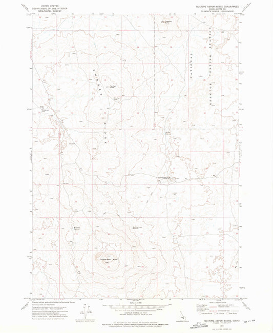Classic USGS Quaking Aspen Butte Idaho 7.5'x7.5' Topo Map Image