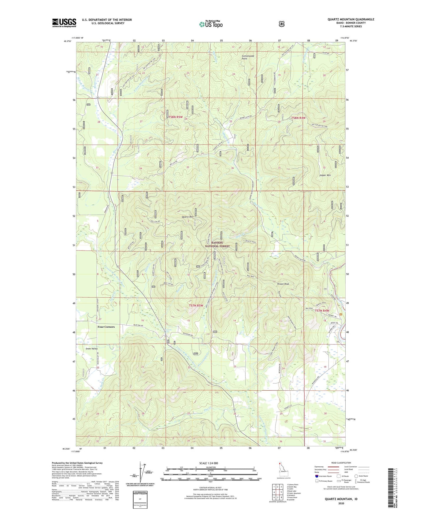 Quartz Mountain Idaho US Topo Map Image