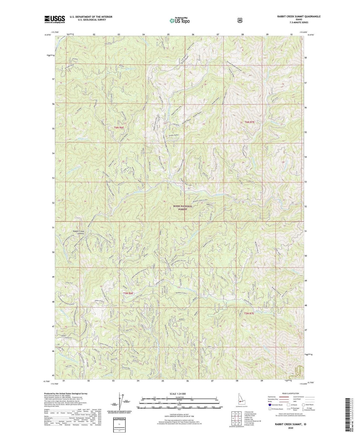 Rabbit Creek Summit Idaho US Topo Map Image
