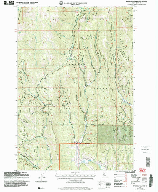 Classic USGS Railroad Saddle Idaho 7.5'x7.5' Topo Map Image