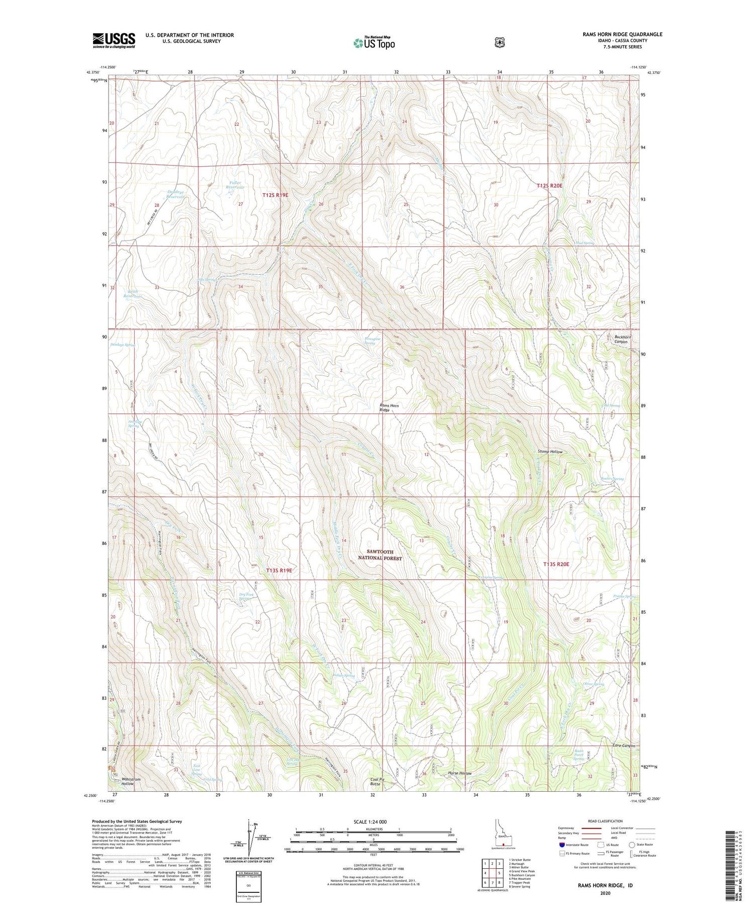 Rams Horn Ridge Idaho US Topo Map Image