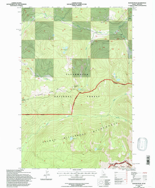 Classic USGS Ranger Peak Idaho 7.5'x7.5' Topo Map Image