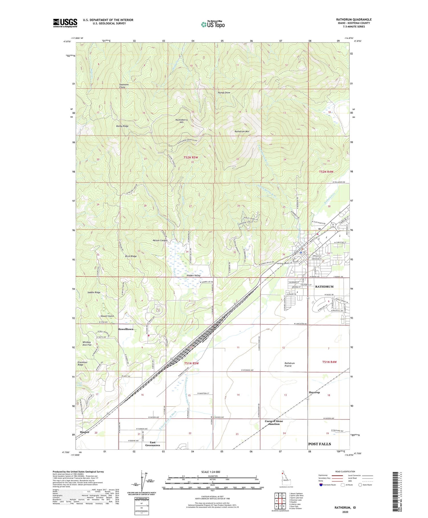 Rathdrum Idaho US Topo Map Image