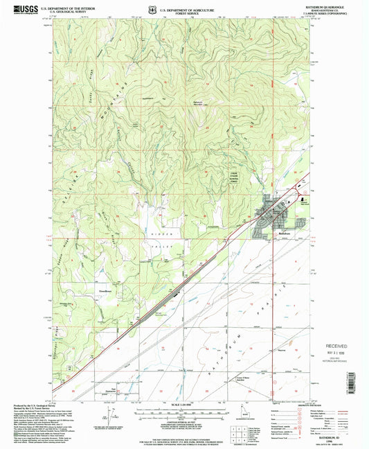 Classic USGS Rathdrum Idaho 7.5'x7.5' Topo Map Image