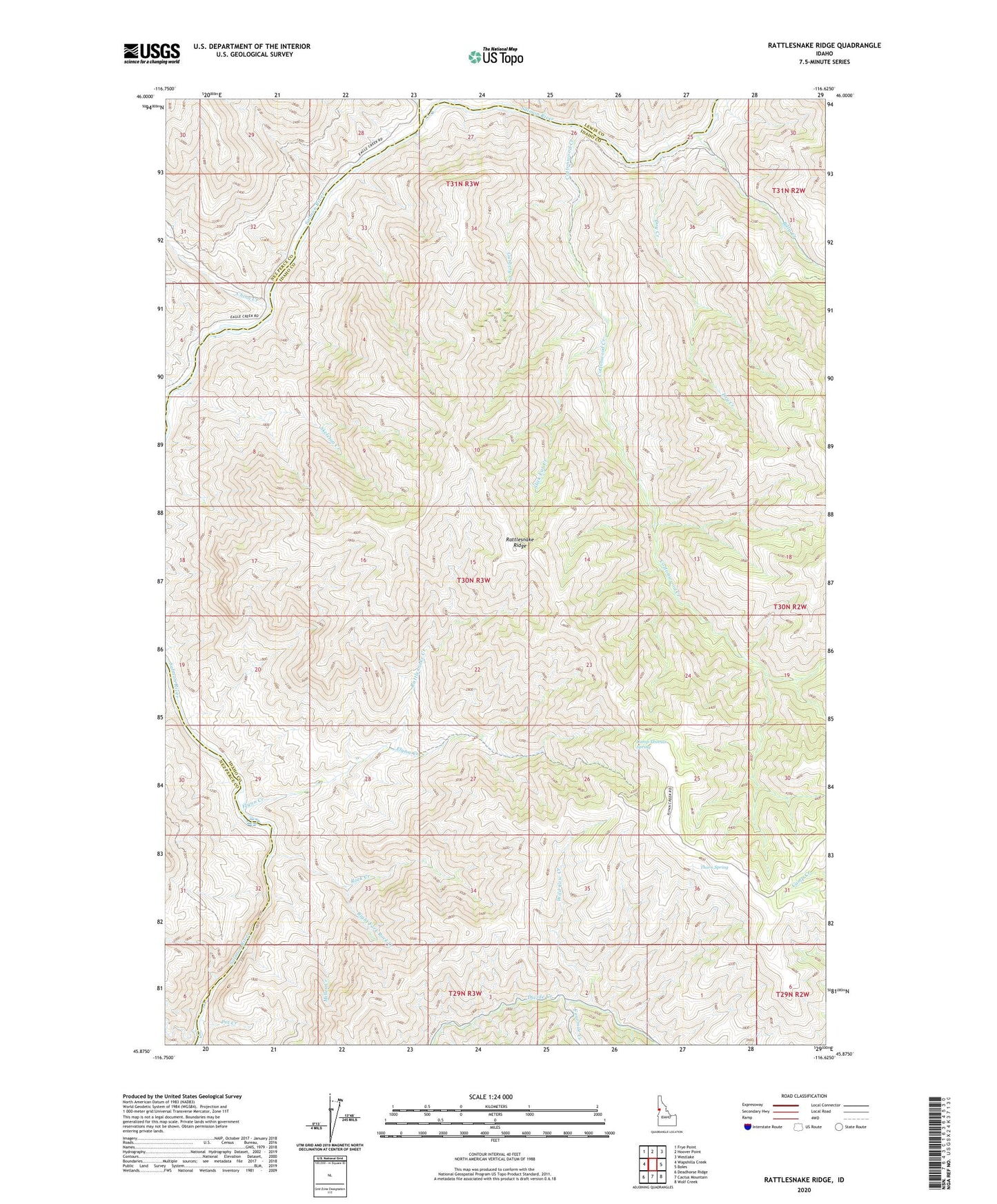 Rattlesnake Ridge Idaho US Topo Map Image