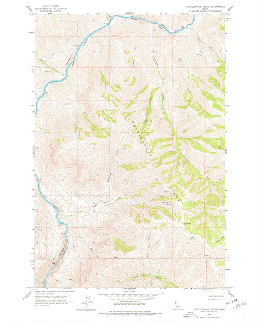Classic USGS Rattlesnake Ridge Idaho 7.5'x7.5' Topo Map Image