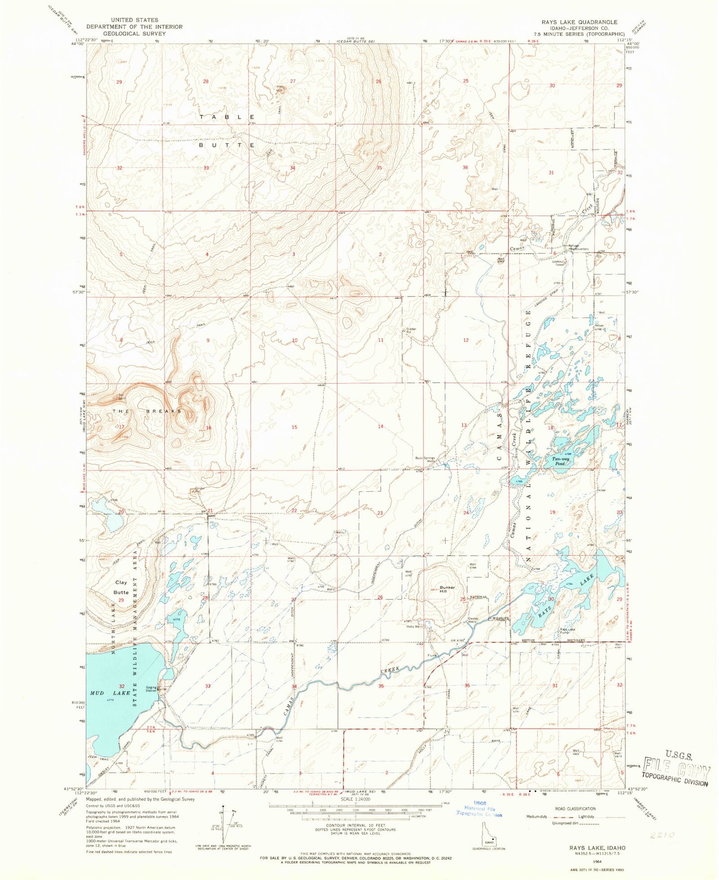 Classic USGS Rays Lake Idaho 7.5'x7.5' Topo Map Image