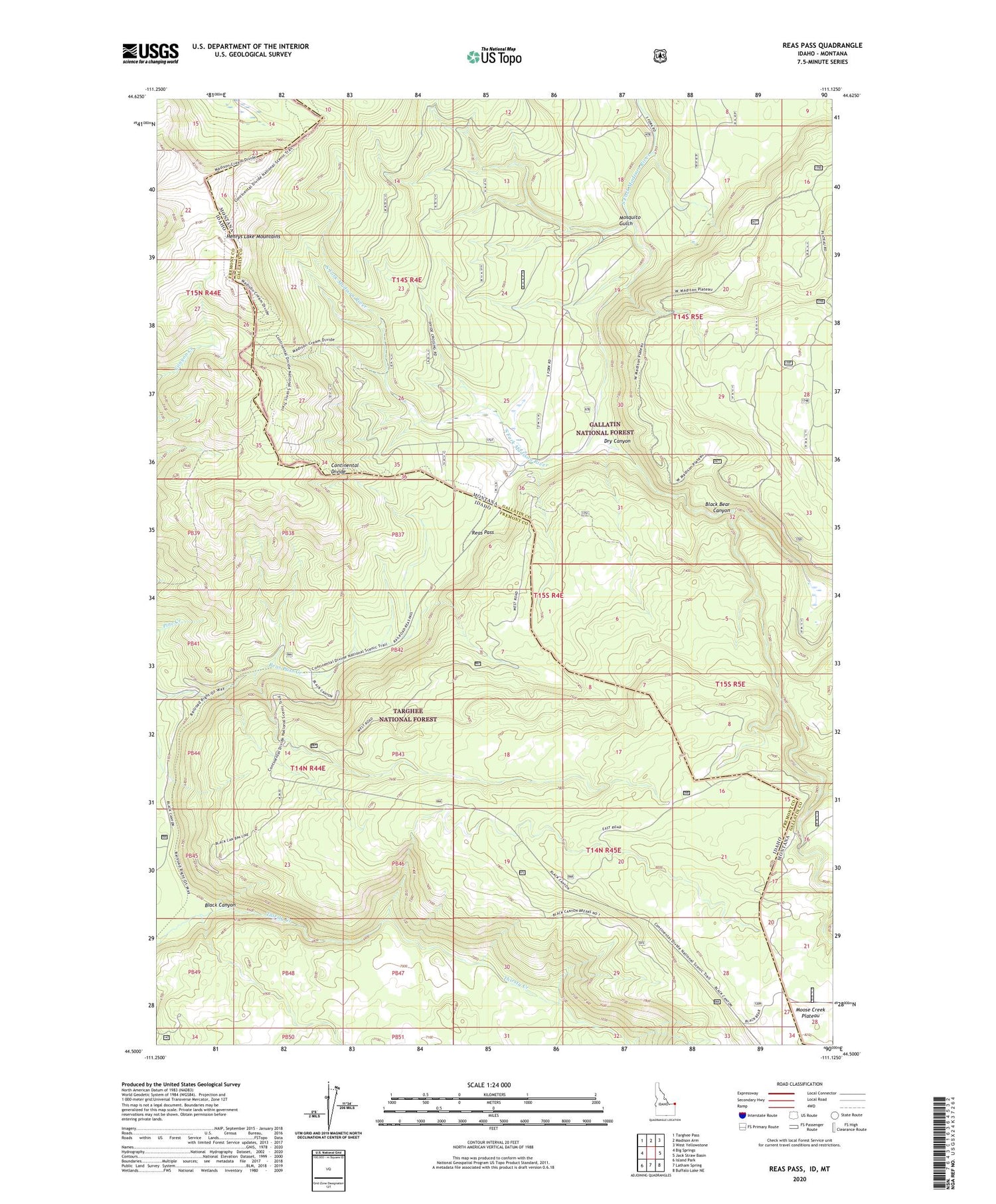 Reas Pass Idaho US Topo Map Image