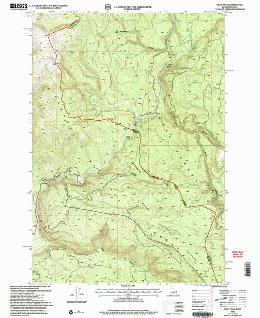 Classic USGS Reas Pass Idaho 7.5'x7.5' Topo Map Image