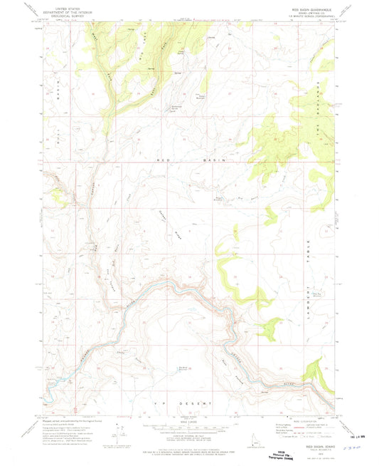 Classic USGS Red Basin Idaho 7.5'x7.5' Topo Map Image