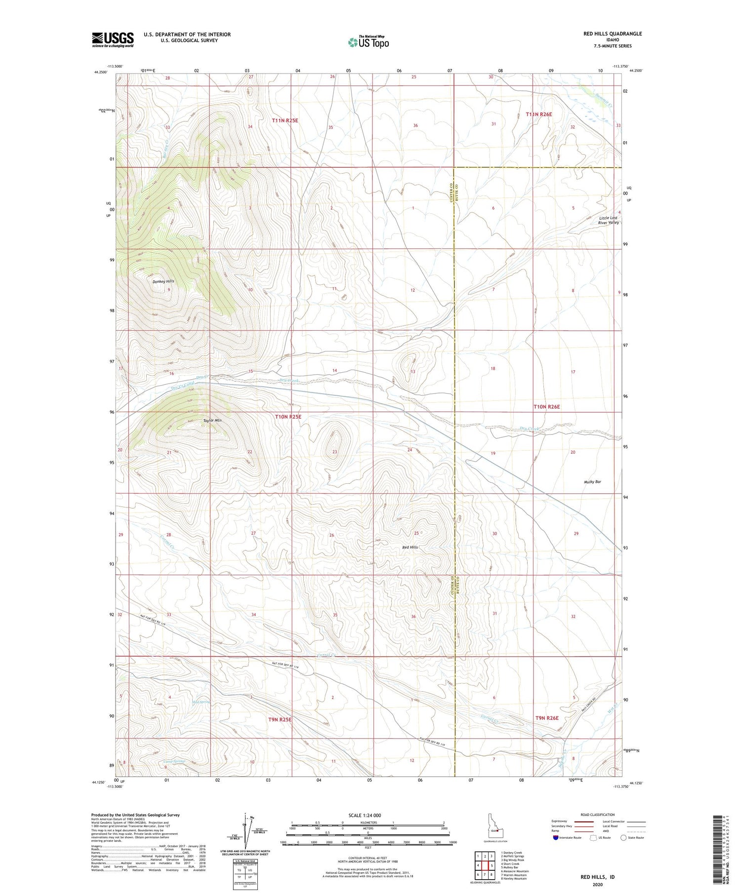 Red Hills Idaho US Topo Map Image