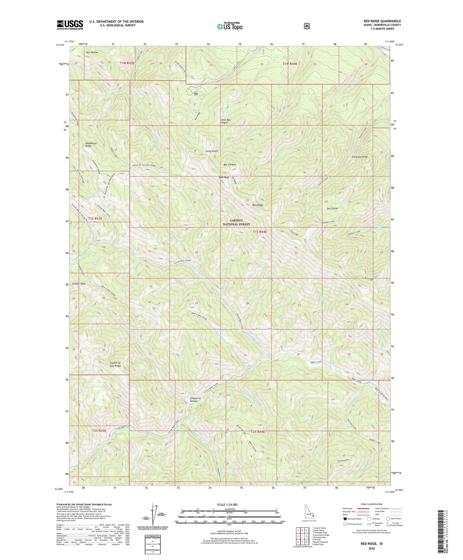 Red Ridge Idaho US Topo Map Image