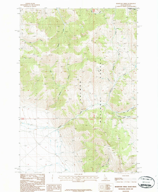 Classic USGS Reservoir Creek Idaho 7.5'x7.5' Topo Map Image