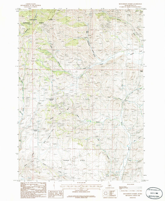 Classic USGS Richardson Summit Idaho 7.5'x7.5' Topo Map Image