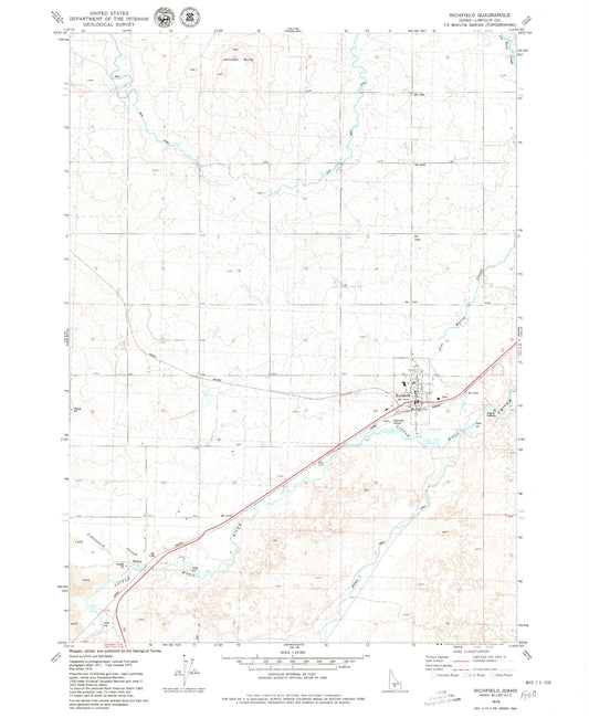 Classic USGS Richfield Idaho 7.5'x7.5' Topo Map Image