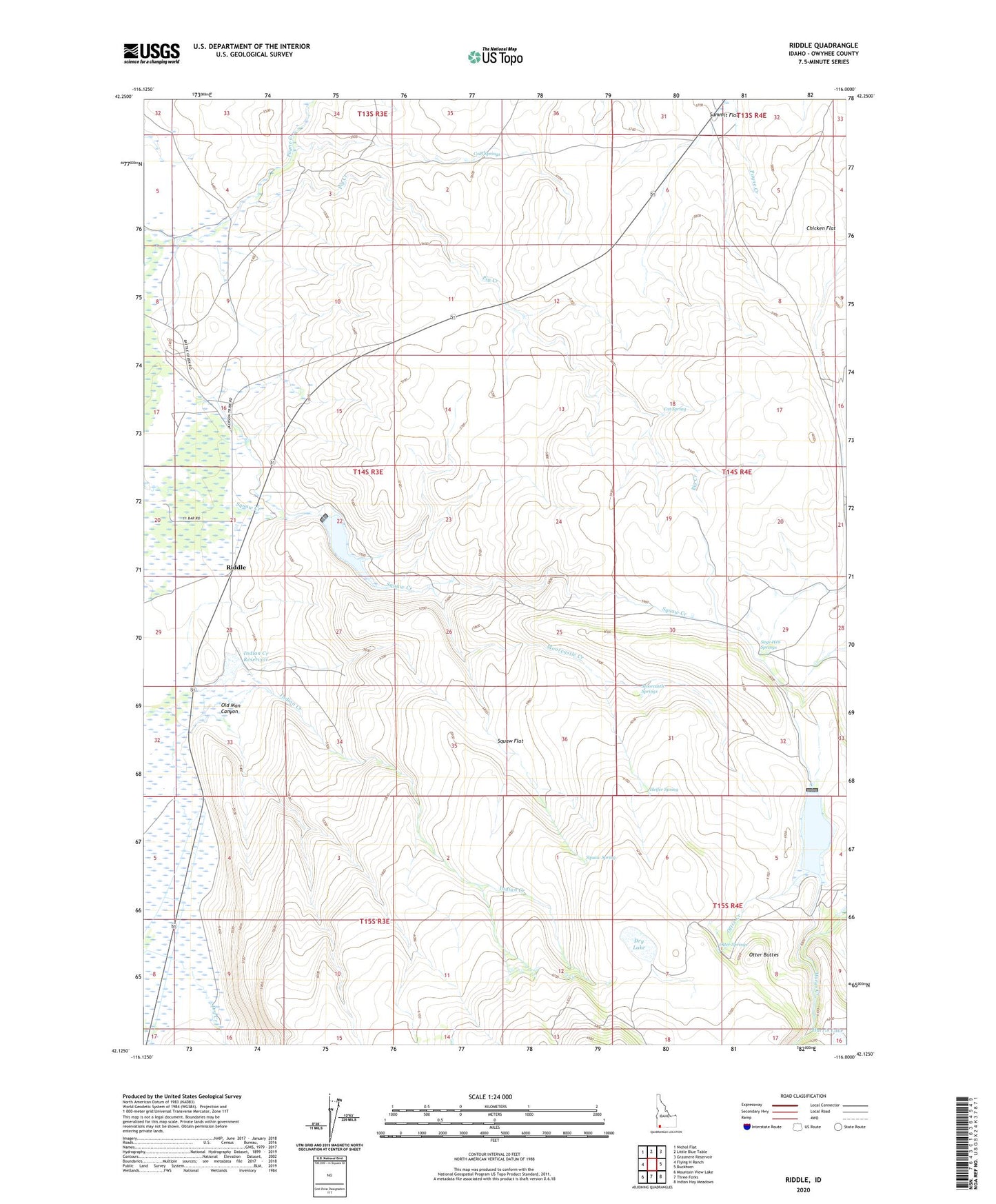 Riddle Idaho US Topo Map Image