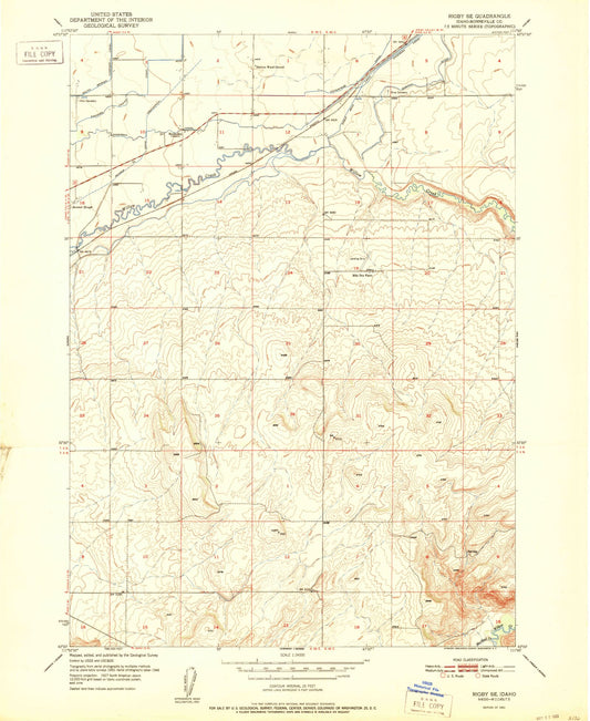 Classic USGS Rigby SE Idaho 7.5'x7.5' Topo Map Image