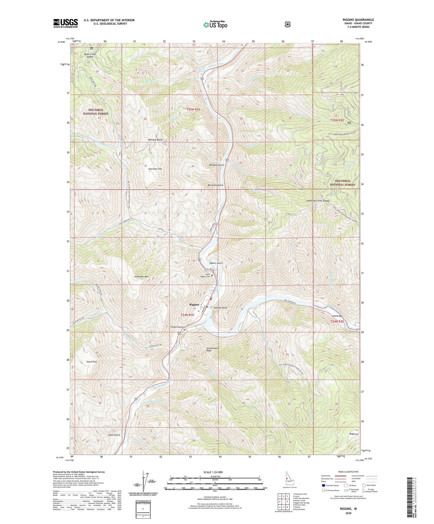 Riggins Idaho US Topo Map Image