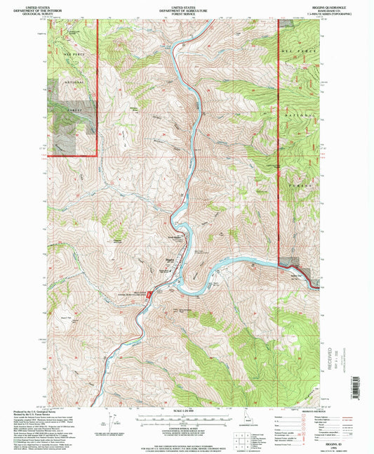 Classic USGS Riggins Idaho 7.5'x7.5' Topo Map Image